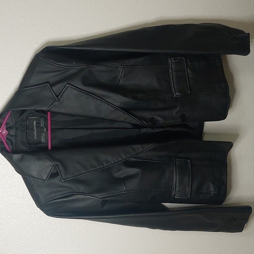 John Paul Richard Genuine 100% Black Leather Women's Biker Jacket Large